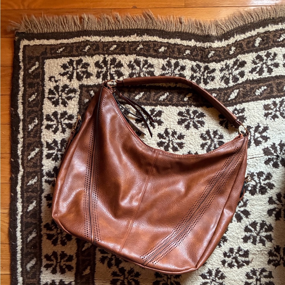 Classic Brown Vegan Leather Hobo Bag - Women - Picture 7 of 8